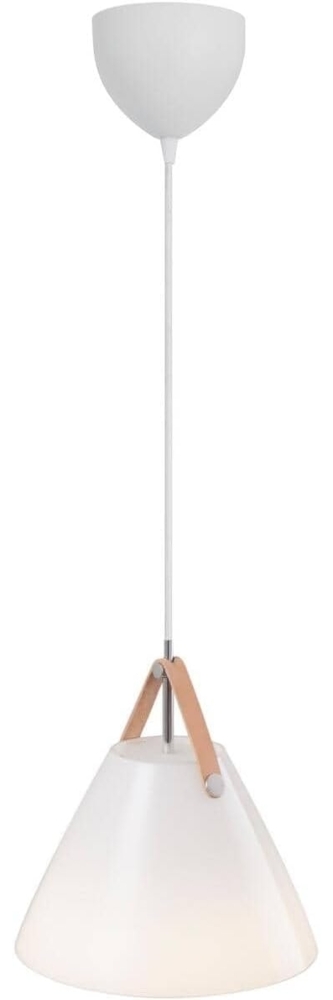 design for the people by Nordlux Moderne Pendelleuchten Strap 27 Ø 27 Cm Weiß 1-flammig Rund, Braun, weiß, Glas, Stoff, 84313001 Bild 1