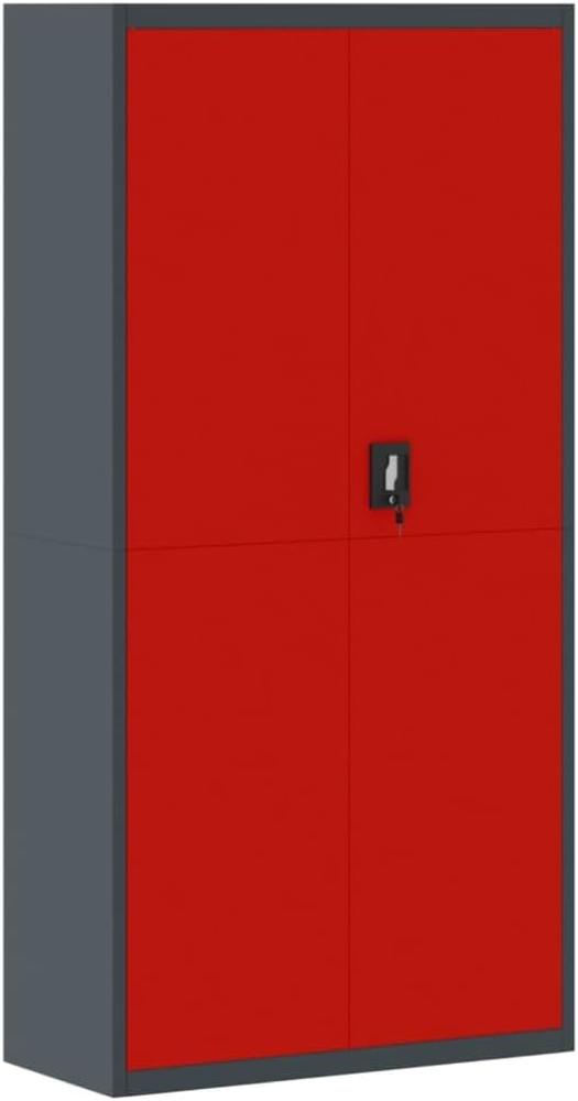 Aktenschrank Anthrazit und Rot 90x40x180 cm Stahl 339757 Bild 1