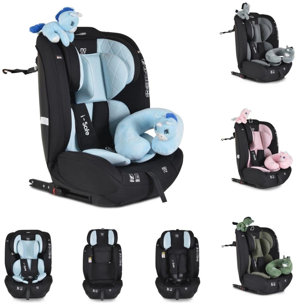 Moni Kindersitz i-Size i-Safe (76-150cm) Isofix, Top Tether, 13-fach verstellbar blau Bild 1