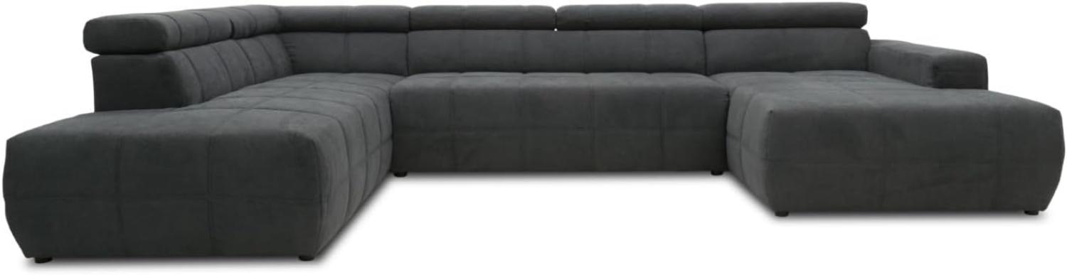 DOMO. collection Brandon Sofa, Wohnlandschaft mit Rückenfunktion in U-Form, Polsterecke Eckgarnitur, grau, 228 x 359 x 175 cm Bild 1