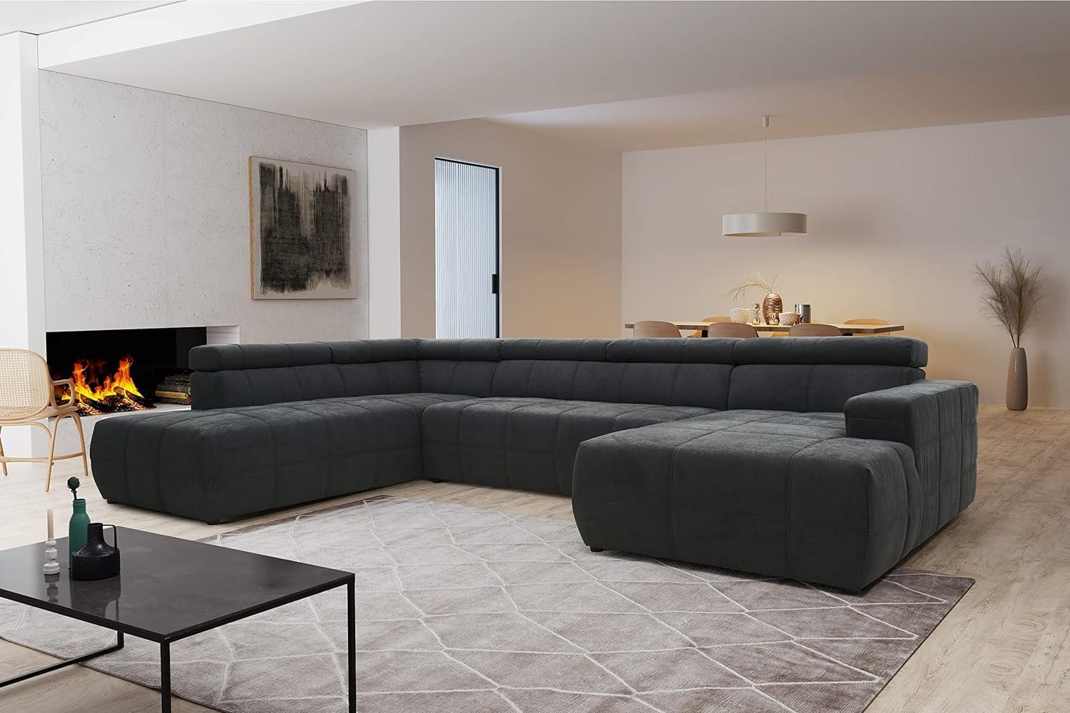 DOMO. collection Brandon Sofa, Wohnlandschaft mit Rückenfunktion in U-Form, Polsterecke Eckgarnitur, grau, 228 x 359 x 175 cm Bild 1