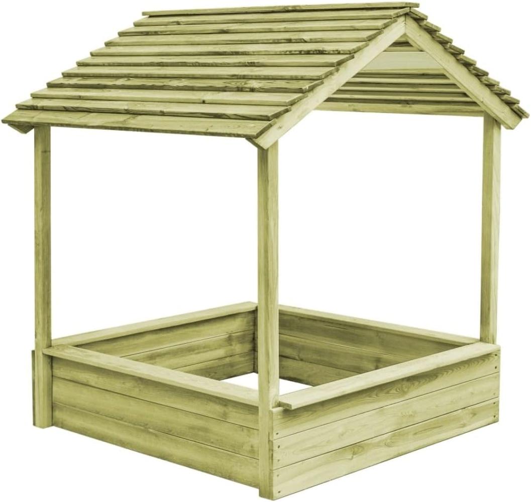 Garten-Spielhaus mit Sandkasten, 128×120×145 cm, Kiefernholz Bild 1