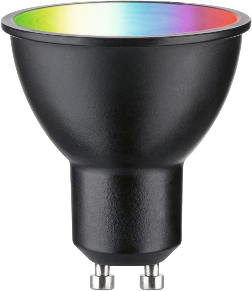 Paulmann 29148 Standard 230V Smart Home Zigbee LED Reflektor GU10 350lm 4,8W RGBW+ dimmbar Schwarz matt Leuchtmittel, 2.4 GHz, 350Lm ~ 32W Bild 1