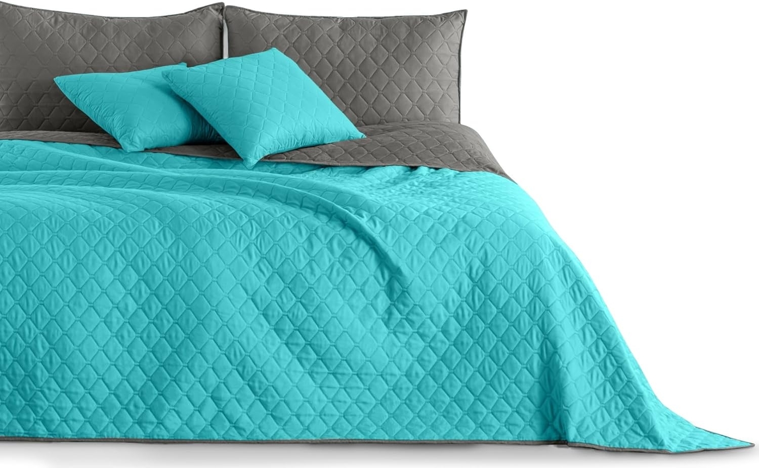 DecoKing Tagesdecke Bettüberwurf mit Uni Wendedesign leichte Allzweckdecke Wohndecke, Wendedesign, Zweifarbig, Steppung Bild 1