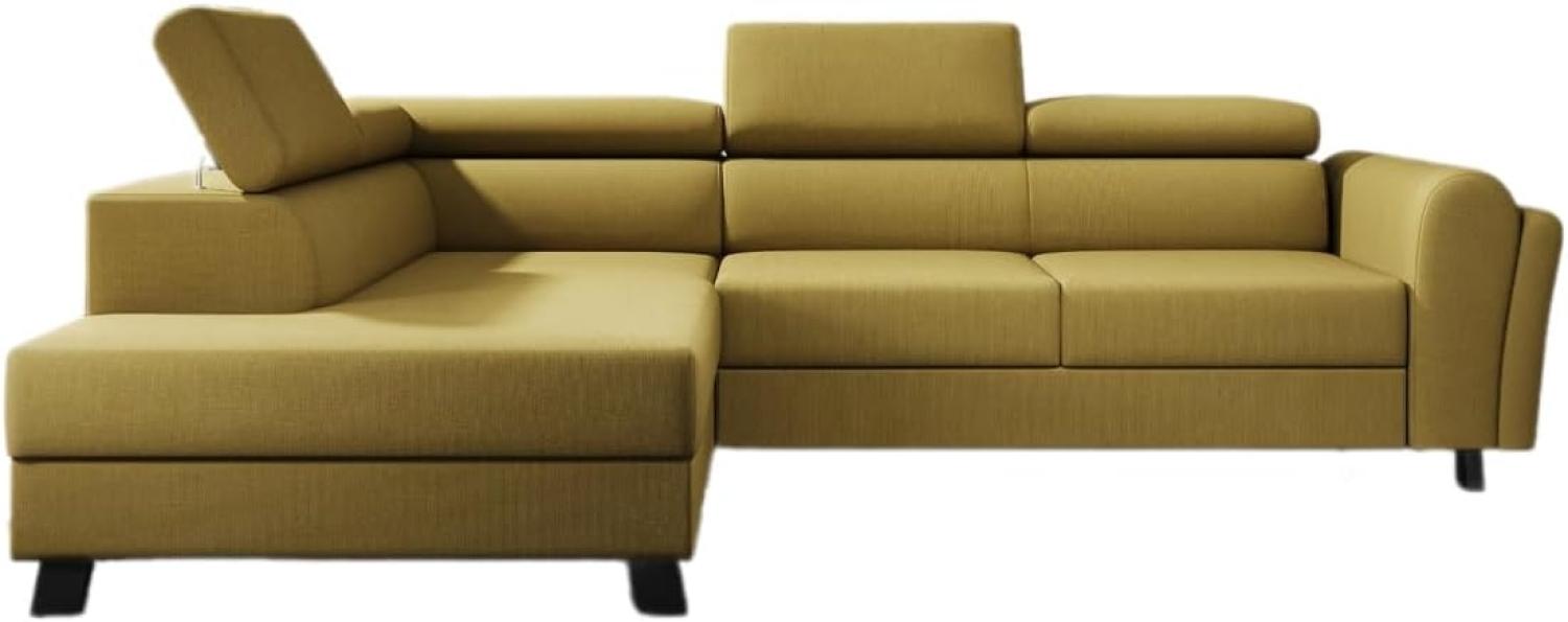 Designer Sofa Kira mit Schlaf- und Klappfunktion Stoff Senf Links Bild 1