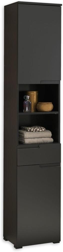 Hochschrank >Spice< in Schwarz matt aus Holzwerkstoff - 40x191x32cm (BxHxT) Bild 1