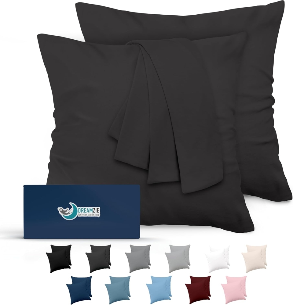 Dreamzie Kissenbezug 60x60 Dunkelgrau 2er Set Mikrofaser Oeko-TEX Zertifiziert Kopfkissenbezug 60x60 Weich Bild 1