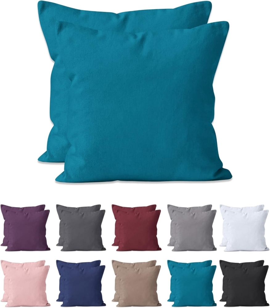 Hometex Premium Textiles Kissenbezug 2-er Set Kissenbezug Mikrofaser, Doppelpack Kissenhüllen ca. 95 g/m², Dekorative Dekokissen Sofakissen Lendenkissen Wurfkissenbezug mit Reißverschluss Bild 1