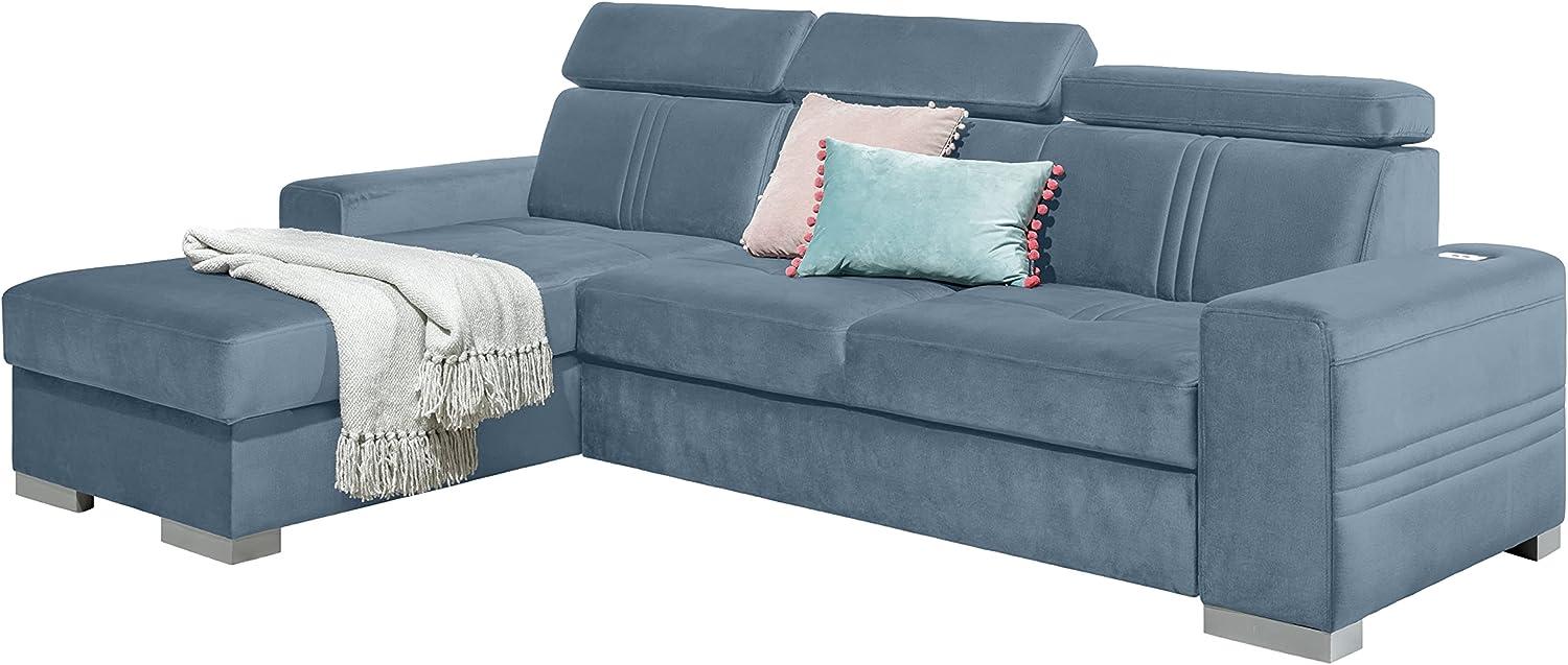 99rooms Neilo Ecksofa Velours ESITO Blau Links ohne Bild 1