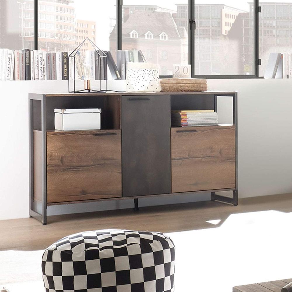 Sideboard 'STEEL', Eiche Canyon Raw Steel Bild 1