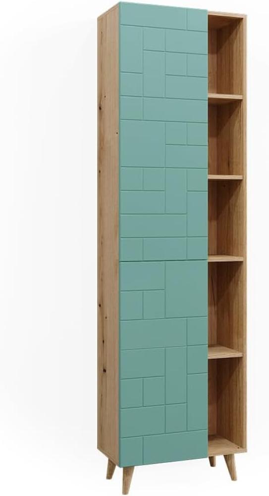 Vicco Hochschrank für Badezimmer Rudi 56 x 193 cm, Eiche Evoke Mintgrün, Badschrank Bild 1