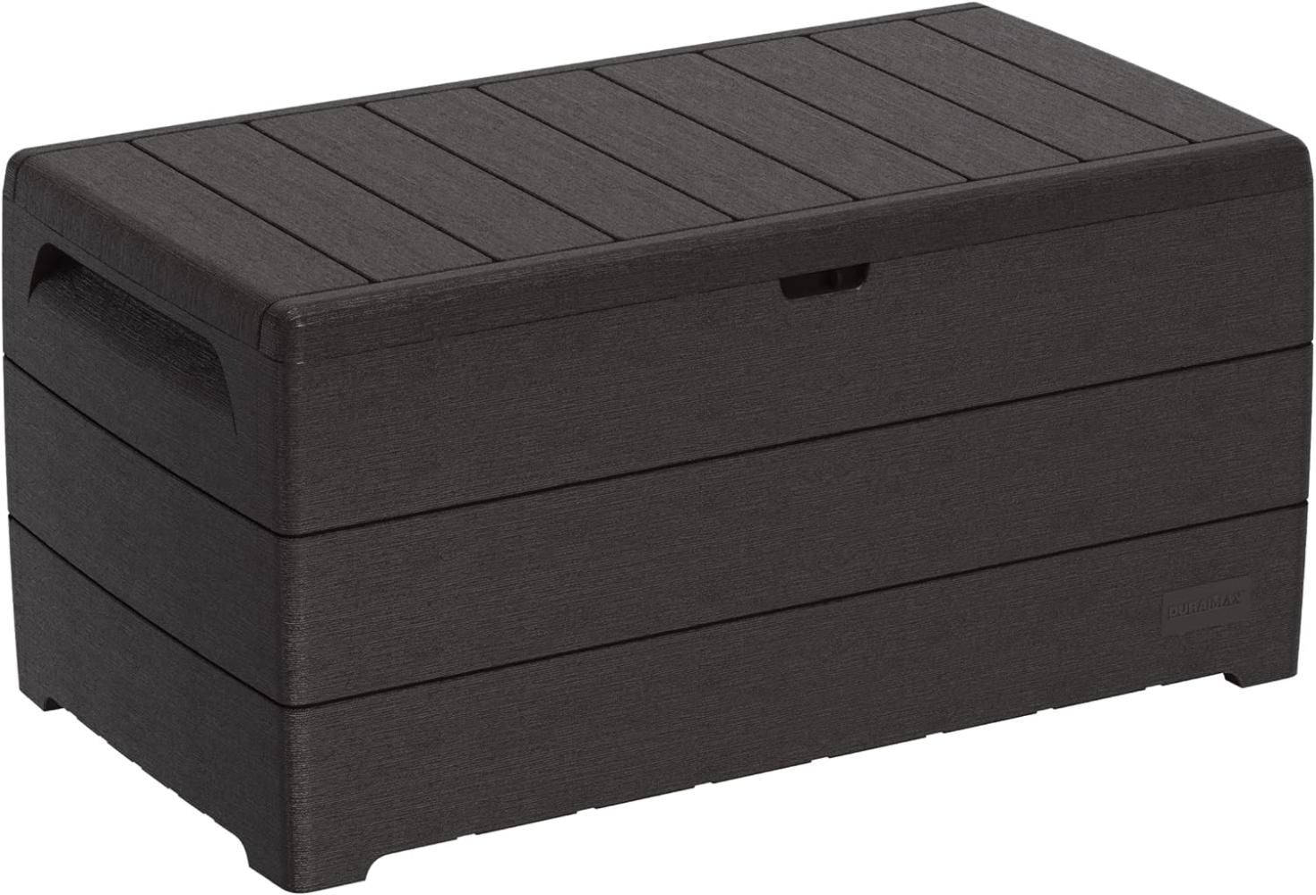 Duramax Cedargrain Durabox 416 Liter/ 110 Gallonen Kissenbox aus Kunststoff, Auflagenboxen für Terrasse und Gartenmöbel, abschließbare Kissenbox aus Kunststoff mit Gasflasche, Dunkelbraun Bild 1