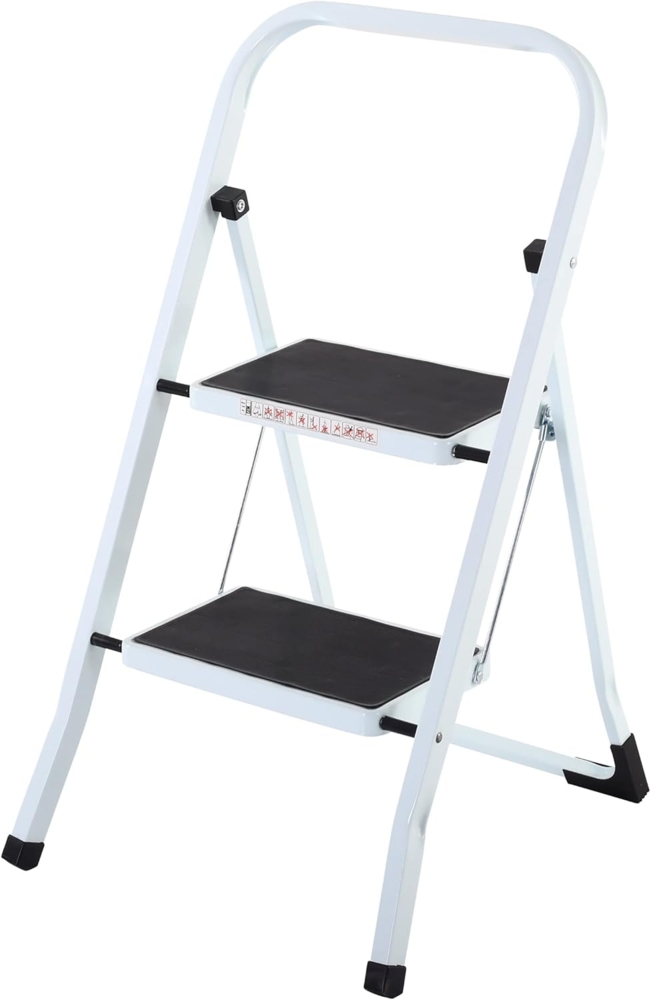 Raburg Klapptritt Step, Klapptritt-Leiter, 2 oder 3 Stufen, Weiß, TÜV/GS geprüft, Stahl, Lock-Klappsperre, rutschhemmende Oberfläche, Füße mit Solid-Grip Bild 1