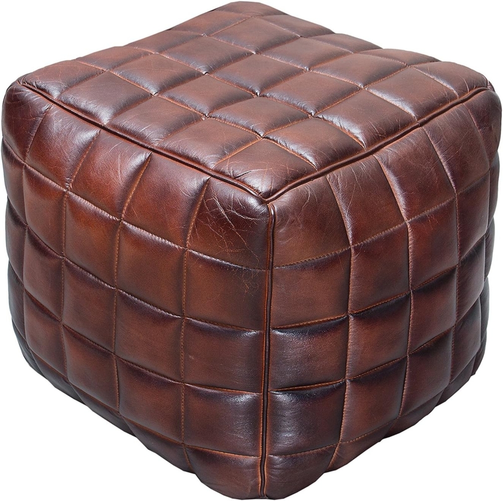 riess-ambiente Sitzwürfel RIDER 40cm braun, mit Echtleder-Bezug Bild 1