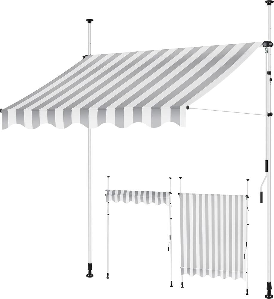 KESSER® Klemmmarkise mit Handkurbel Balkon, Balkonmarkise ohne Bohren, UV-beständig höhenverstellbar wasserabweisend, Sonnenschutz, Terrassenüberdachung, einfache Montage 300cm Bild 1