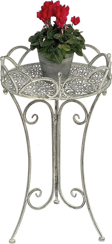 DanDiBo Beistelltisch Metall Rund Garten Grau Antik 96113 Tisch H-70cm D-40 cm Gartentisch Bistrotisch Bartisch Bild 1