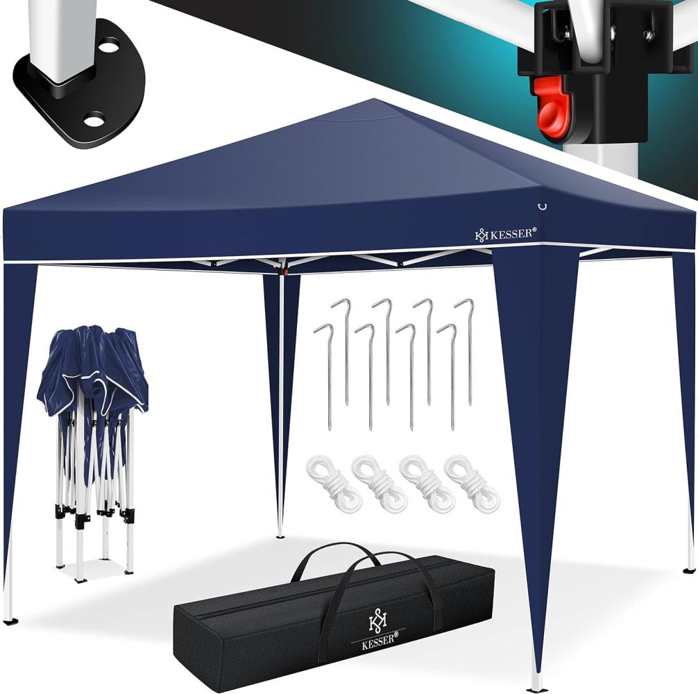 KESSER® Pavillon 3x3 m | wasserdicht | inkl. Tasche | Pop-Up Klicksystem | UV-Schutz 50+ | Faltpavillon | Gartenzelt | Partyzelt | Metall-Verstrebungen | Blau Bild 1