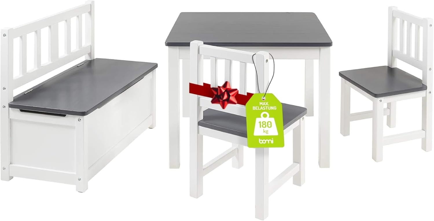 Bomi 'Anna' Kindersitzgruppe, 4-tlg., Kiefernholz grau / weiß Bild 1