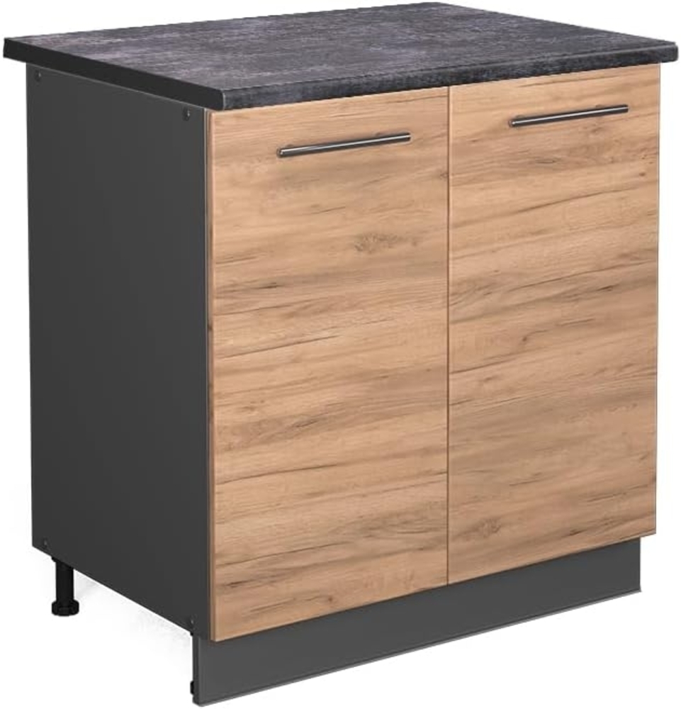 Vicco Spülenunterschrank Fame-Line, Goldkraft Eiche/Anthrazit, 80 cm mit Regal, AP Anthrazit Bild 1