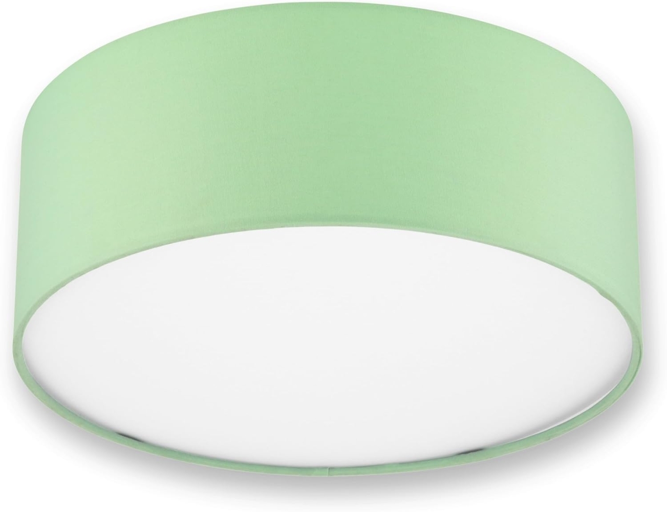 REV Deckenleuchte - Deckenlampe rund 30cm mit Stoff-Lampenschirm in Pastell – ideal für Schlafzimmer, Wohnzimmer & Kinderzimmer, mintgrün Bild 1