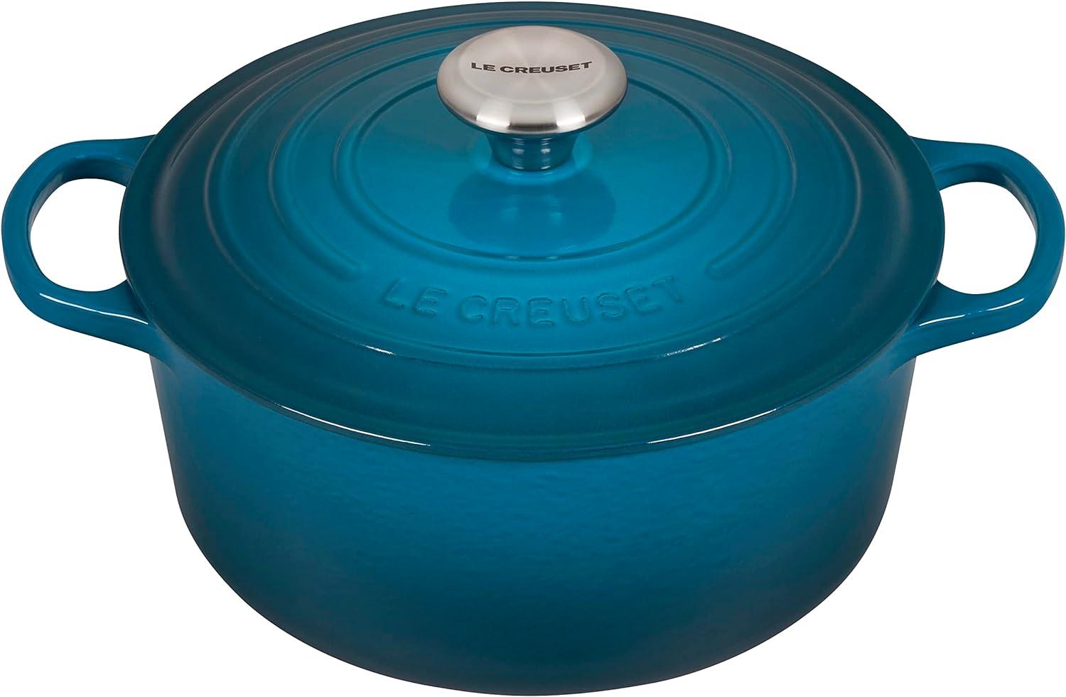 Le Creuset Signature Gusseisen-Bräter mit Deckel, Für alle Herdarten und Induktion geeignet, Rund, Deep Teal, 24,0 cm, 4.2 Bild 1