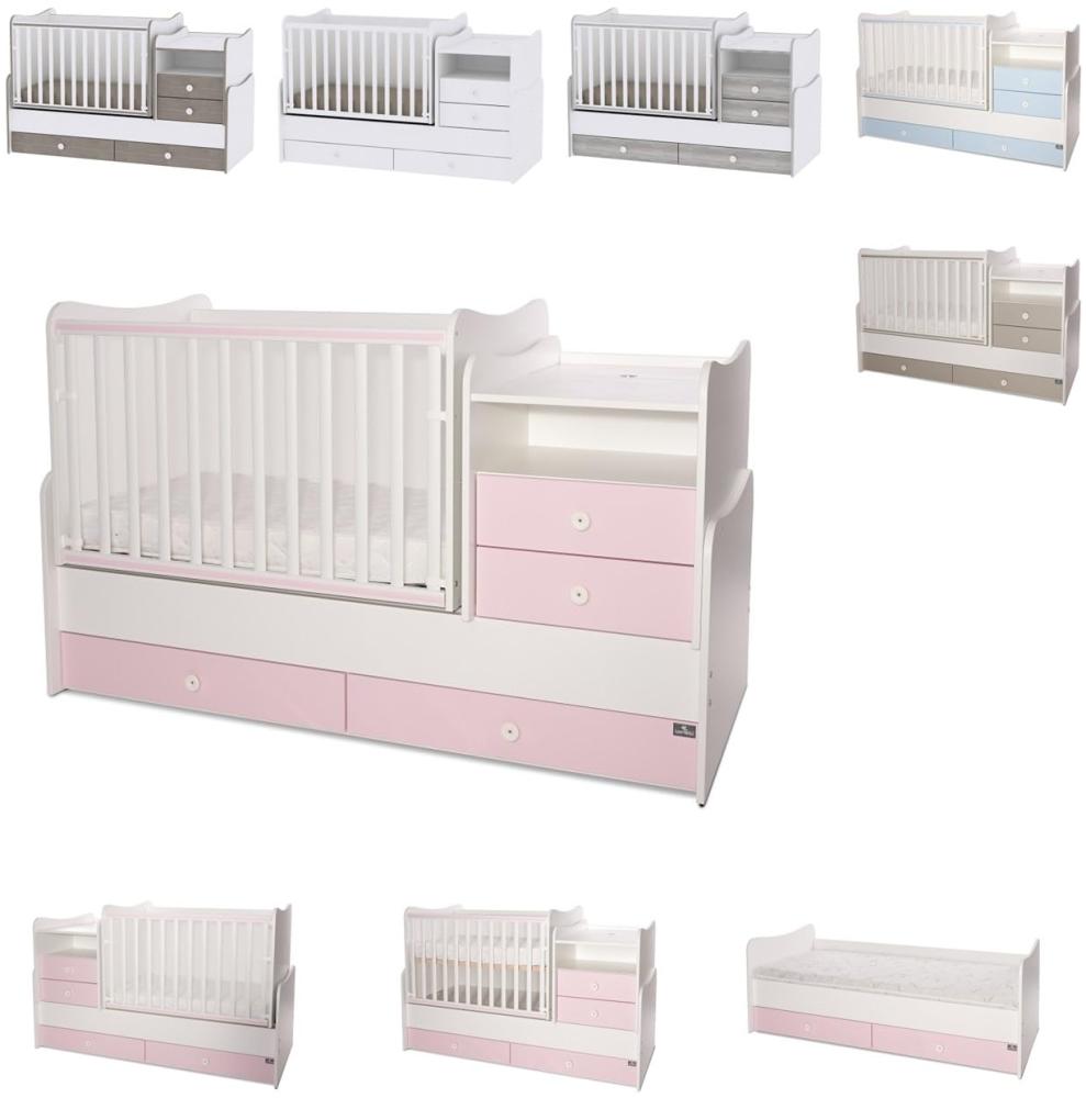 Lorelli Baby- Jugendbett Combo umbaubar 2 Kinder gleichzeitig Schaukelfunktion pink Bild 1