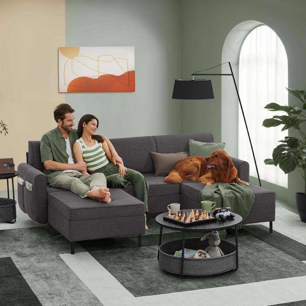 Songmics HOME - Modulares Sofa, U-förmiger Couch, 5-Sitzer, Schlafsofa mit Fußmodulen, Tiefe Sitze, hohe Füße, modern, für Wohnzimmer, schiefergrau LCS063G01 Bild 1