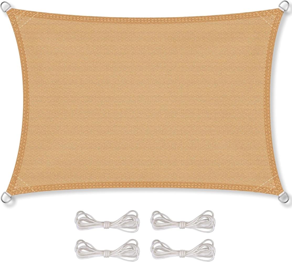 CelinaSun Sonnensegel inkl Befestigungsseile Premium HDPE wetterbeständig atmungsaktiv Rechteck 3x6 m Sand beige Bild 1