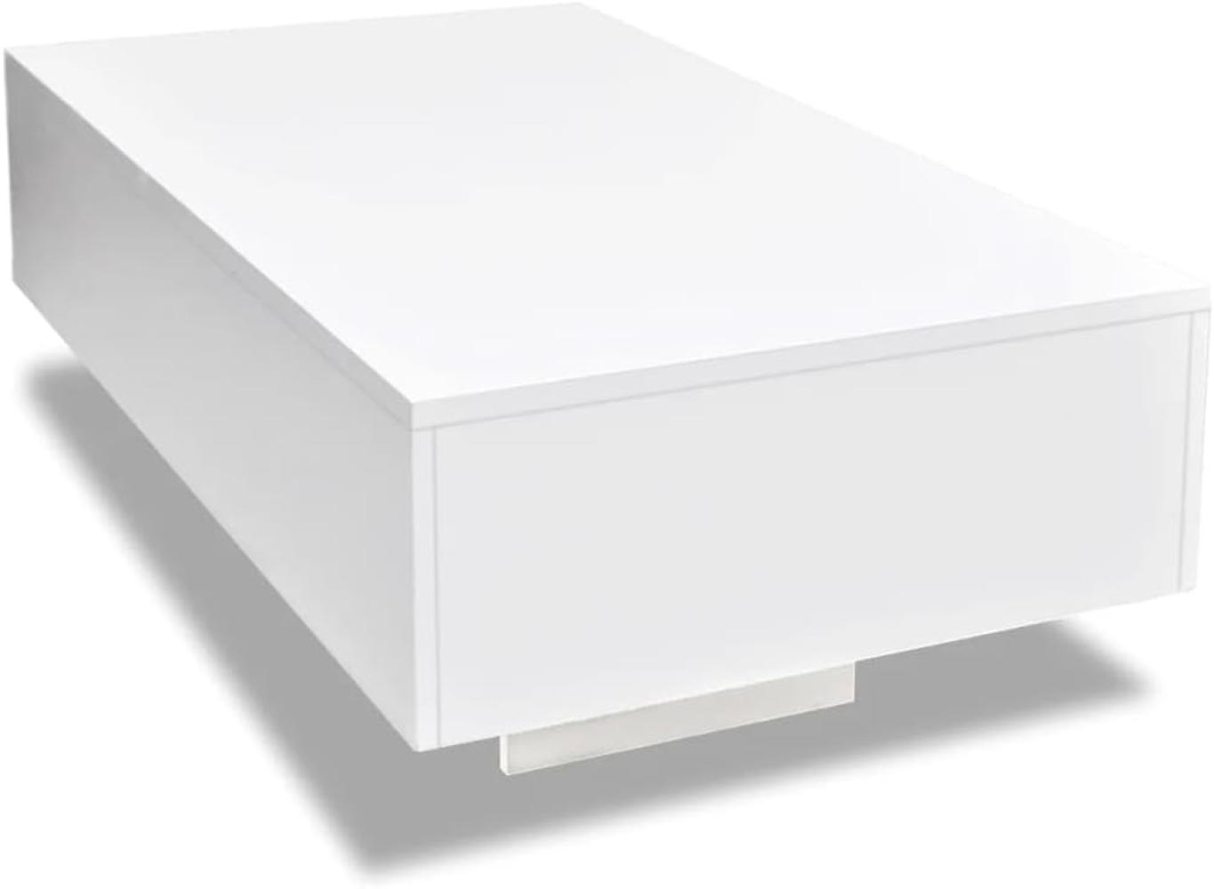 Couchtisch, MDF Hochglanz Weiß, 85 x 55 x 31 cm Bild 1