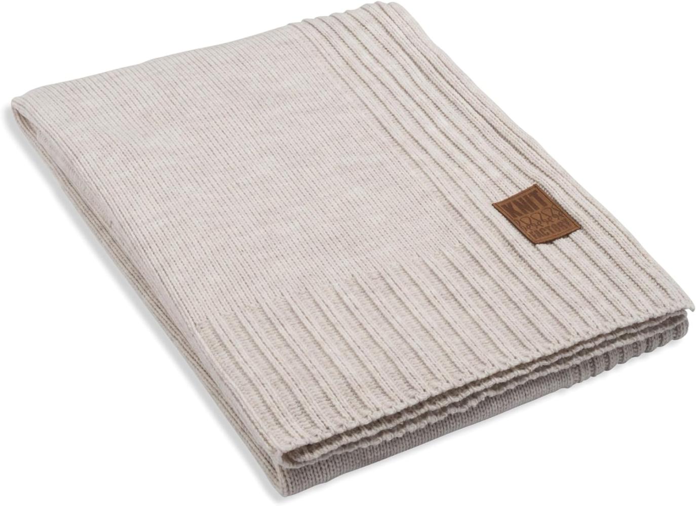 Knit Factory Uni Decke 160x130 cm Glatt Beige Bild 1