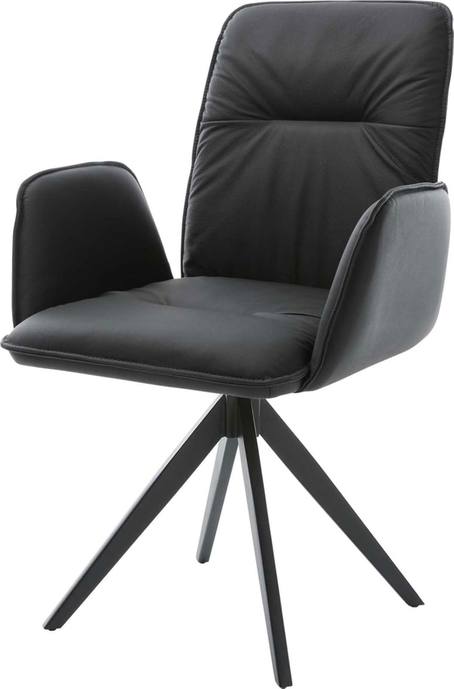 Esszimmerstuhl Vinja-Flex Echt-Leder Schwarz Kreuzgestell kantig Schwarz Bild 1