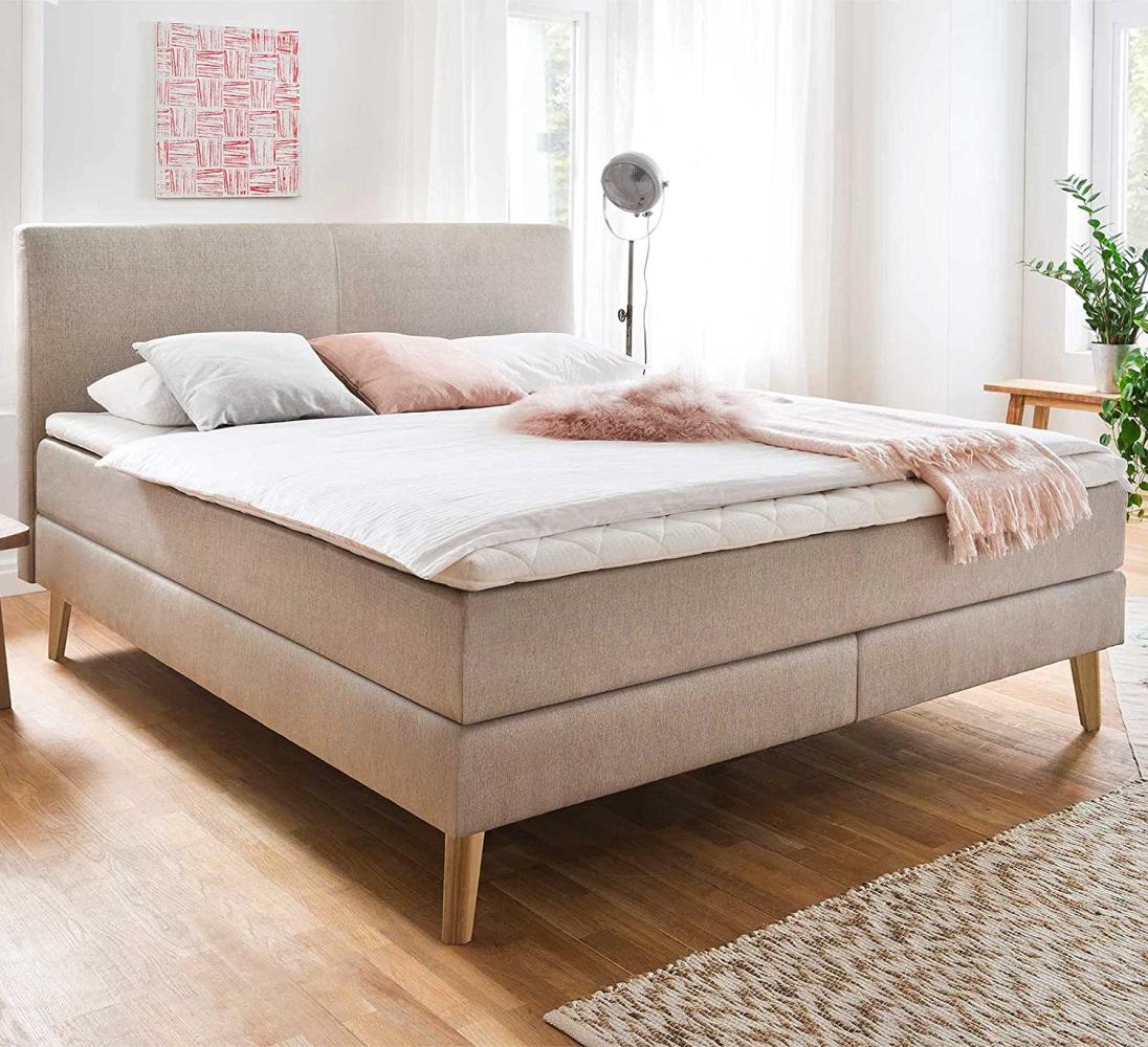 Boxspringbett Greta - Stoff Beige H3 180x200 cm Bild 1