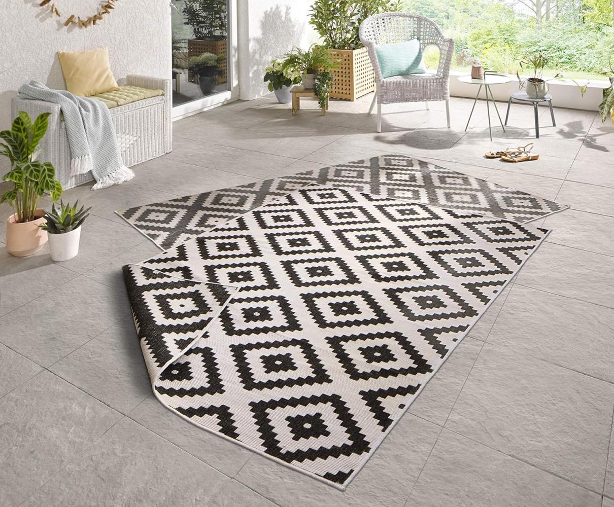 In- & Outdoor Teppich Malta Schwarz Creme - 200x290x0,5cm Bild 1