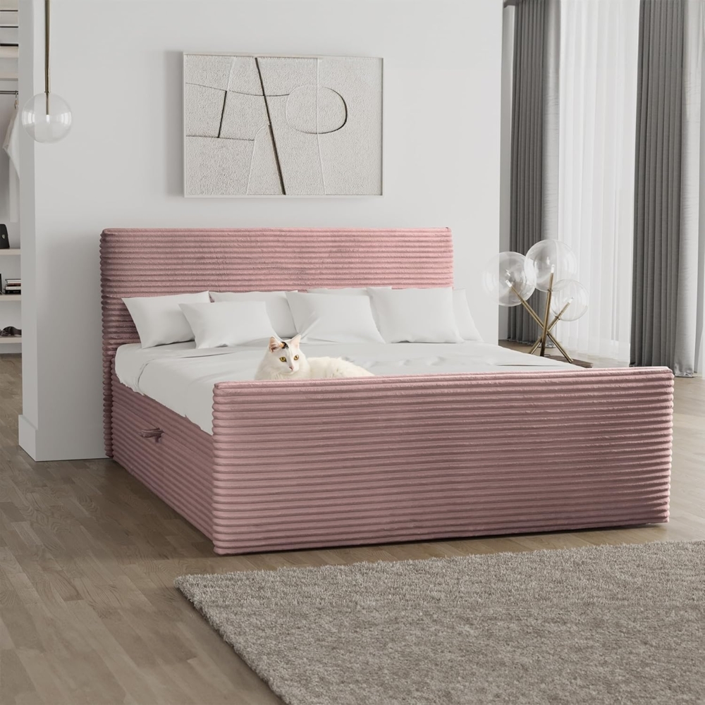 Kaiser Möbel Boxspringbett Boxspringbett mit bettkasten und topper TRENTO stoff Plüsch Cord, mit Topper mit Bettkasten Bild 1