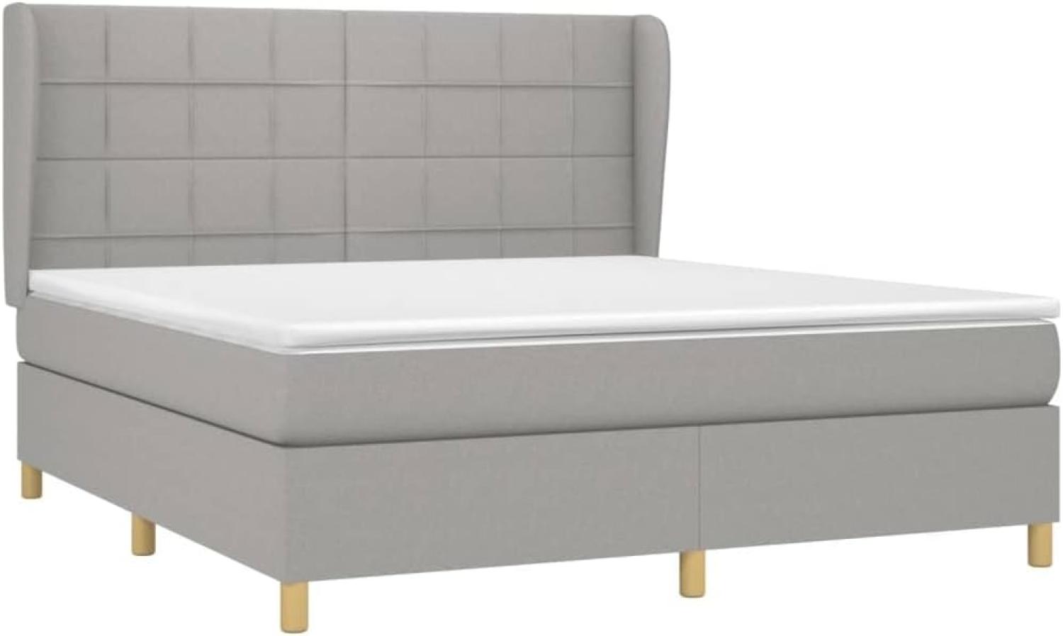 vidaXL Boxspringbett mit Matratze Hellgrau 180x200 cm Stoff, Härtegrad: H2 [3128541] Bild 1