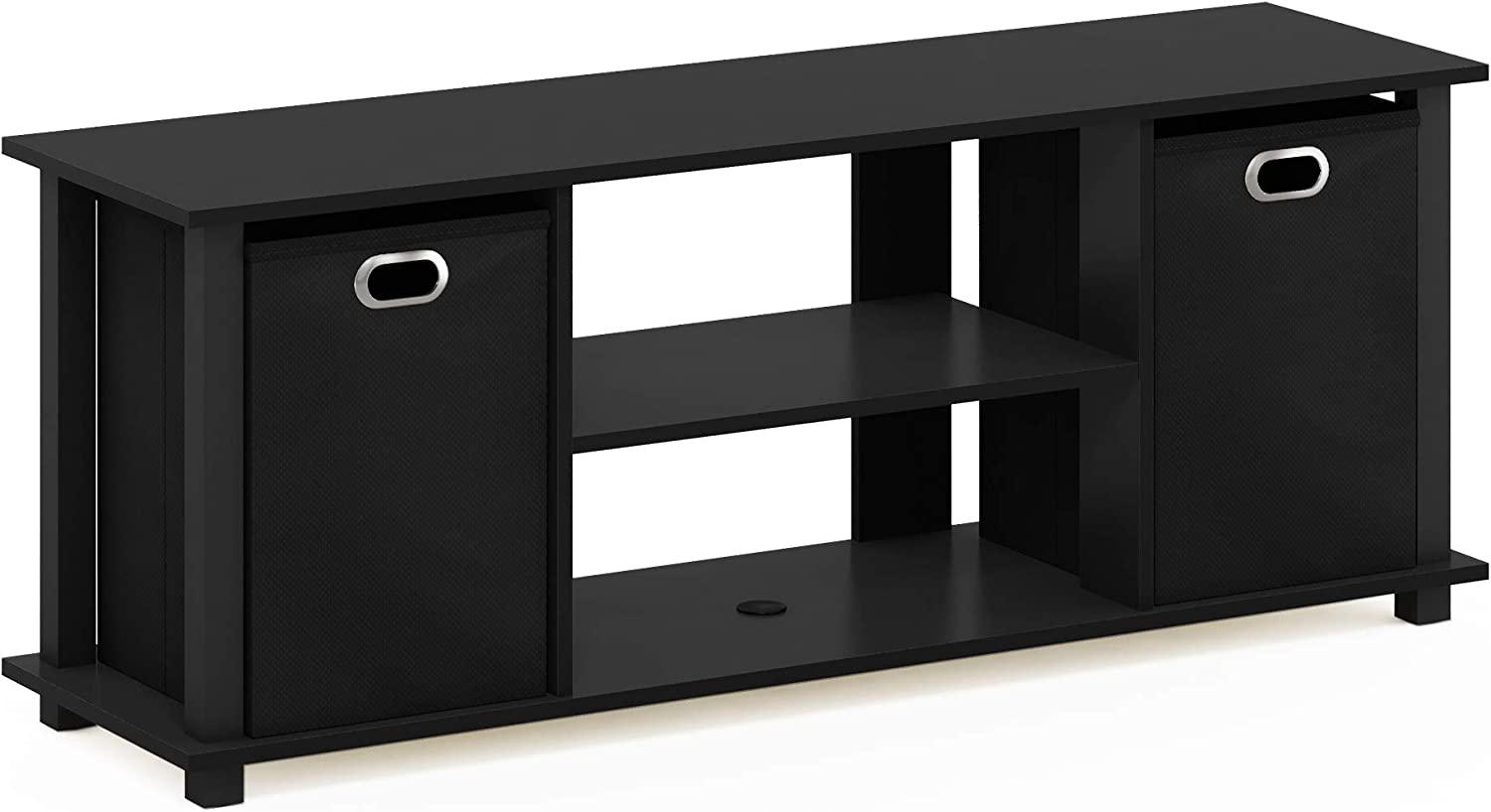 Furinno Econ TV Schrank/Entertainment Center mit 2 Einschüben, holz, schwarz, 29. 72 x 29. 72 x 40. 13 cm Bild 1