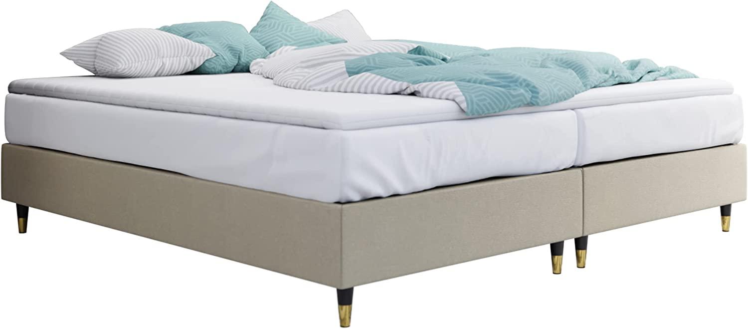 Boxspringbett Sauro Gold für Wandpaneel, Beige, 140 x 200 cm Bild 1