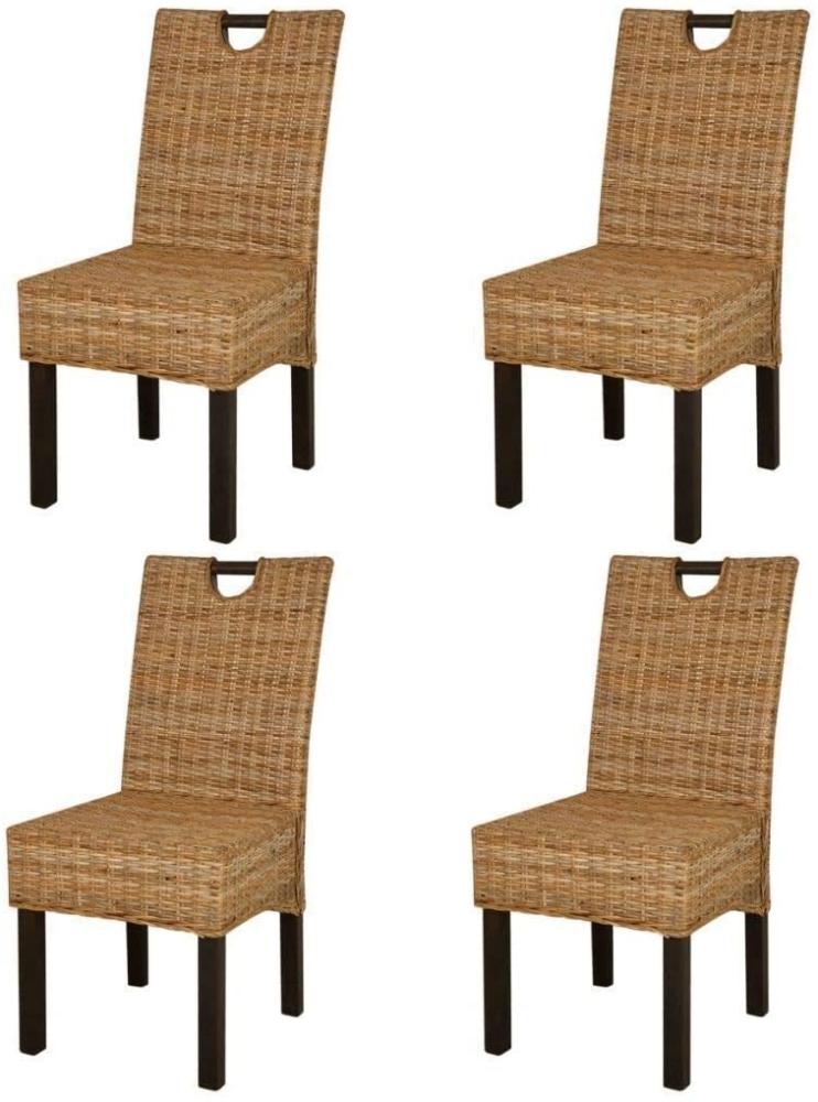 vidaXL Esszimmerstühle, 4 Stück, Kubu-Rattan Mangoholz Bild 1