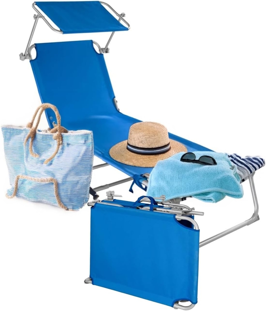 Avilia Sonnenliege, Aluminium Textilene, blau, 196 x 58 x 25 cm Bild 1