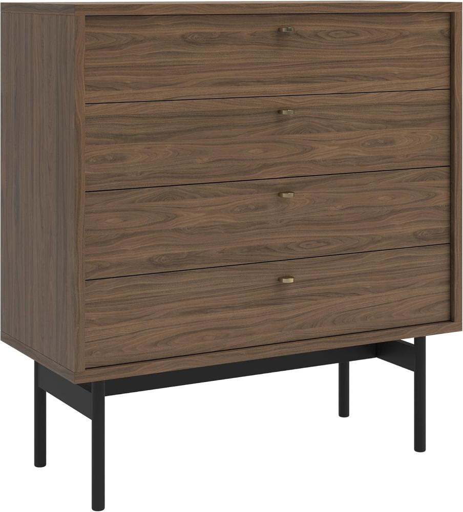 Selsey Olar - Kommode mit vier Schubladen, Holzoptik Carini Nussbaum, 85,5 cm Bild 1