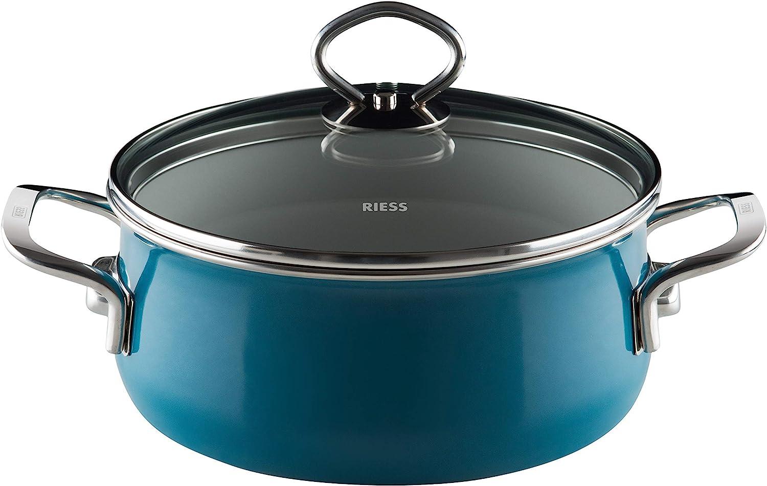 Riess aquamarin Topf 4 L Meer-Emaille-Topf mit Deckel Bild 1