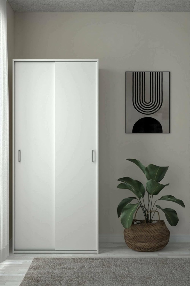 Dmora - Kleiderschrank 2 Türen Elle, Schlafzimmermöbel, Schrank, Garderobe, 78x48 h175 cm, Weiß Bild 1