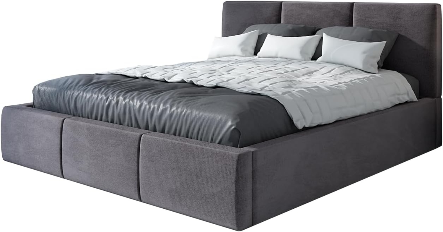 Polsterbett VEROM 140x200 mit Matratze, Bettkasten und Lattenrost. Farbe: Grau 16 Bild 1