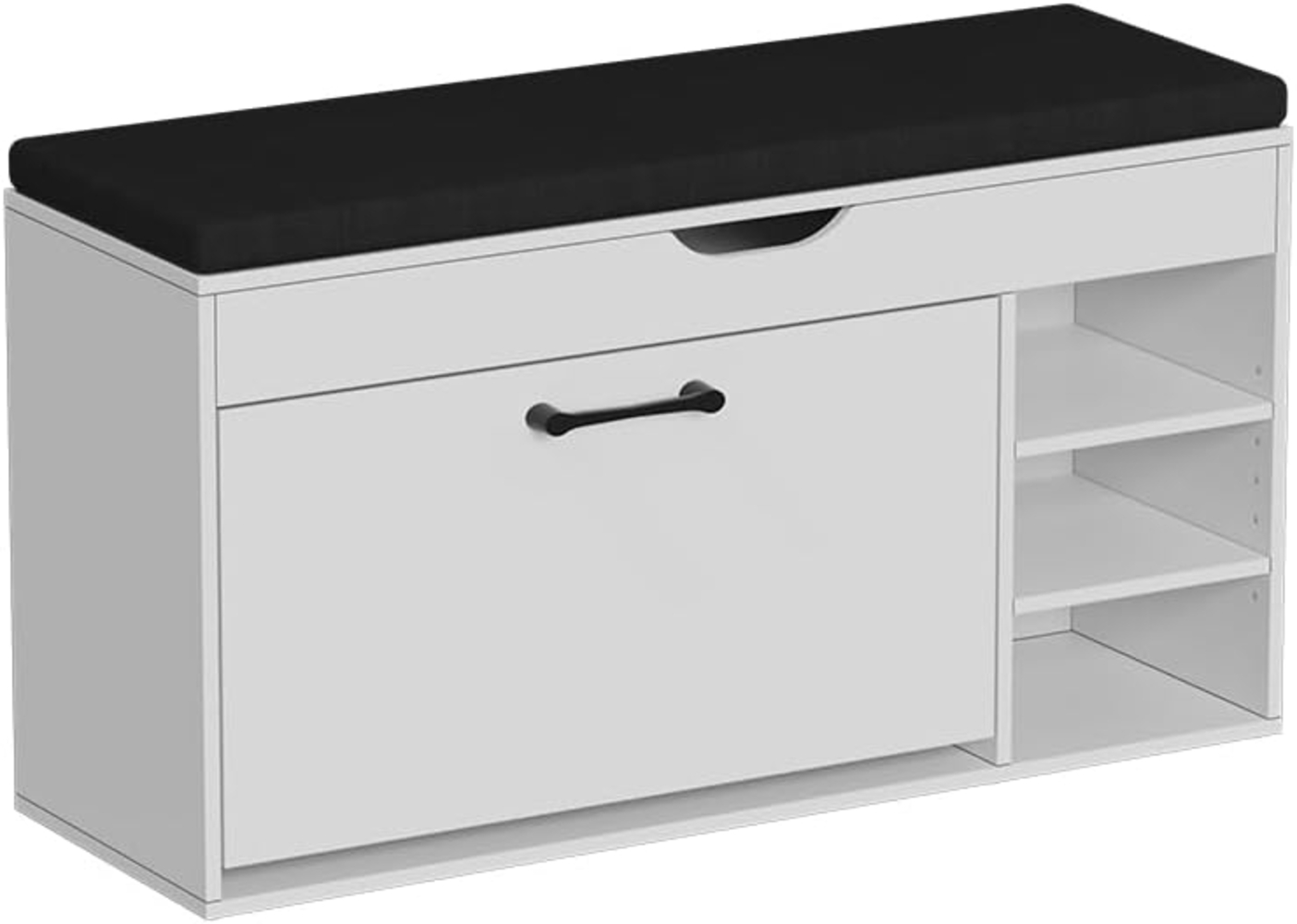 Schuhbank Solino Weiß/Schwarz 90 x 50 cm mit Sitzfläche Vicco Bild 1