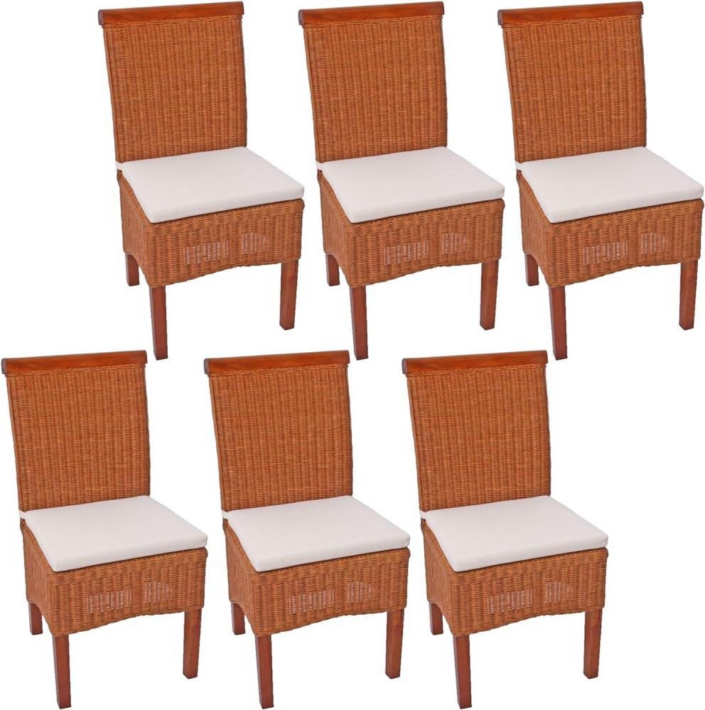 6er-Set Esszimmerstuhl Korbstuhl 'M42' Rattan ~ mit Sitzkissen Bild 1