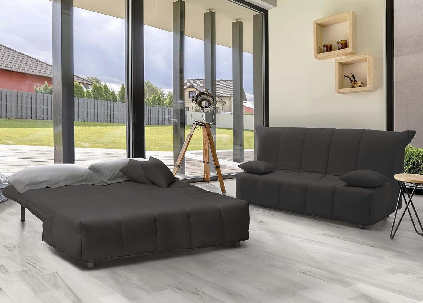 Talamo Italia 2-Sitzer Mina Schlafsofa, Wohnzimmersofa, Trolley-Öffnung, Made in Italy, aus gepolstertem Stoff, mit Kissen enthalten, Cm: 125x90h85, Graue Farbe Bild 1