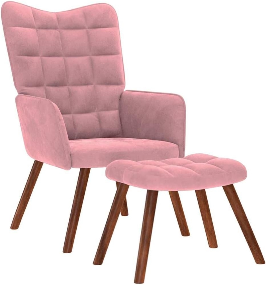 vidaXL Sessel Relaxsessel mit Hocker Rosa Samt (1-St) Bild 1