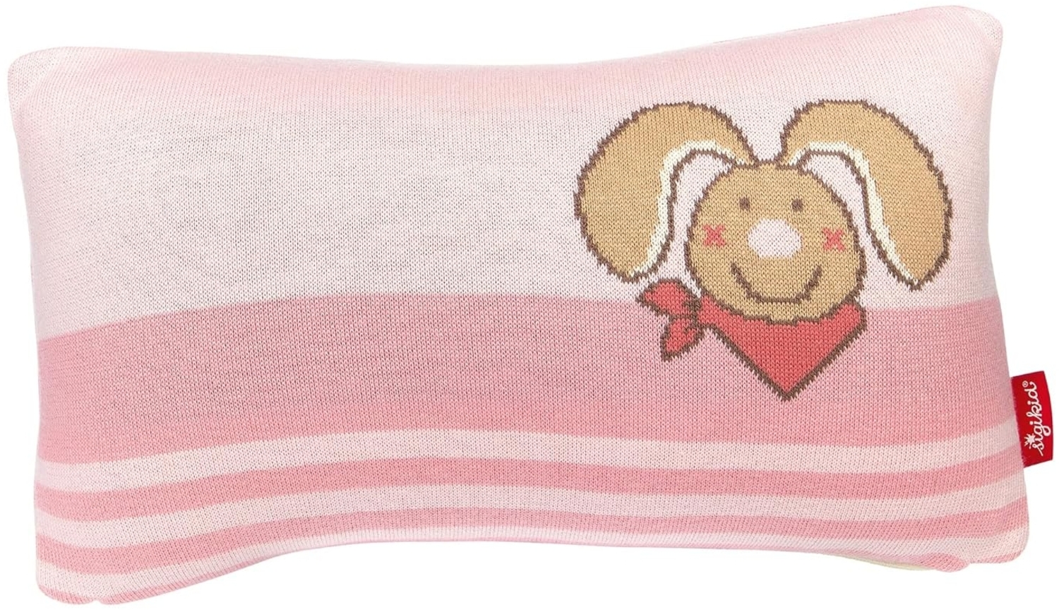 sigikid Strickkissen Häschen DubbiDuu, Kuschelkissen zum Spielen und als Deko im Kinderzimmer Bezug aus 100% Baumwolle mit Reißverschluss, für Babys und Kinder, Art.-Nr. 39596, rosa, 35 x 20 x 10 cm Bild 1