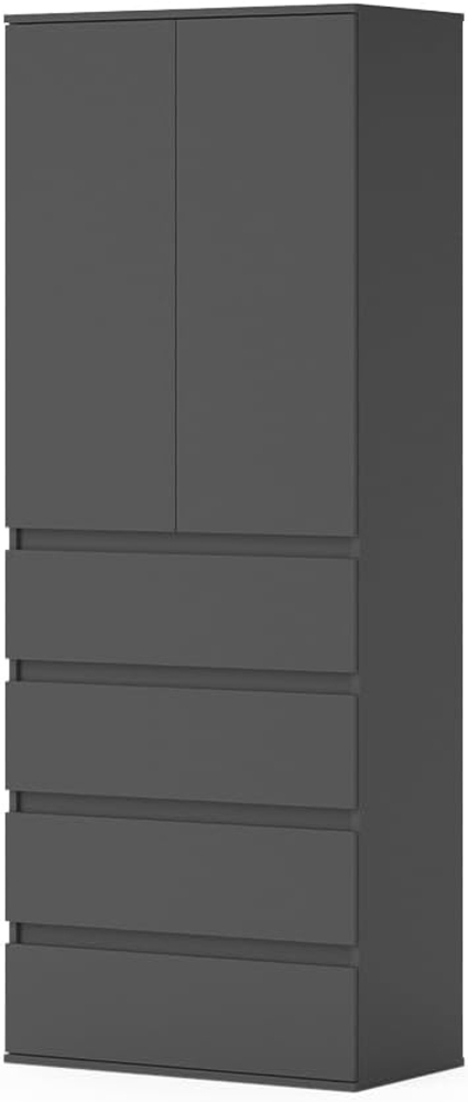 Vicco Kleiderschrank Claus, Anthrazit, 74 x 191.5 cm mit 4 Schubladen Bild 1