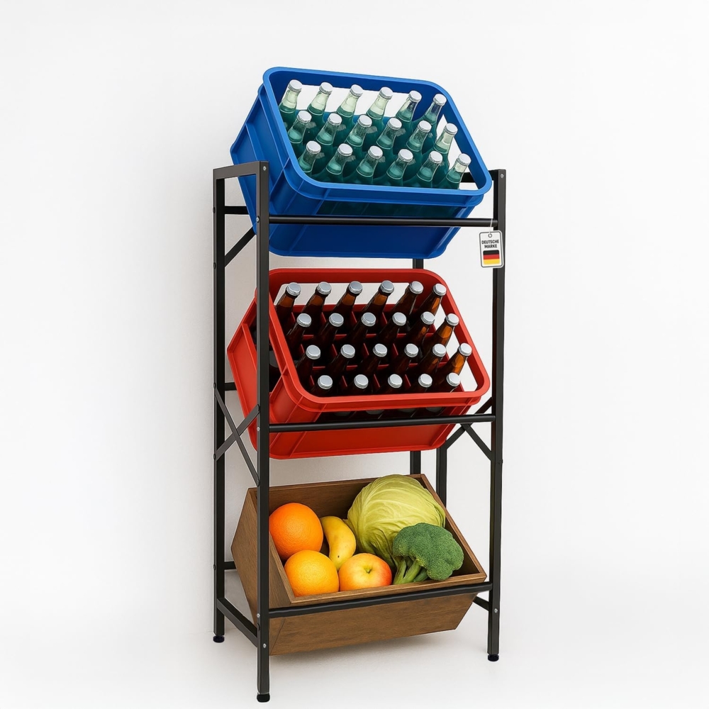 Roxlin Ablageregal Getränkekistenregal für 3/6 Kisten – Metallregal mit Ablage 300 kg, 3-tlg. Bild 1